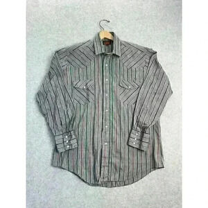 Western Fashions Vintage Button Up Shirt Men Plaid Pearl Snap Cowboy 15 1/2 - 34